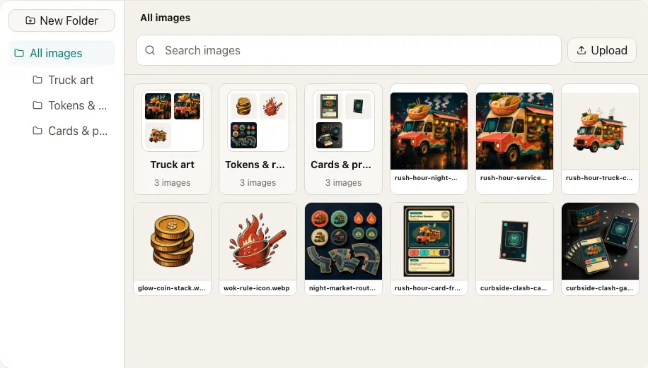 The Images library in Gamepiece Studio
